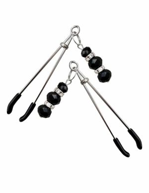 Bound To Love Beaded Nipple Clips  |   Nipple Play Bondage Black/Silver