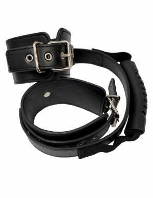 Bound To Love Buckle Cuffs With Handle  |   Restraints Bondage Black