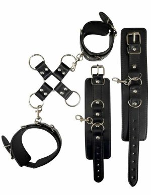 Bound To Love Cuffs & Hog-Tie Connector  |   Restraints Bondage Black