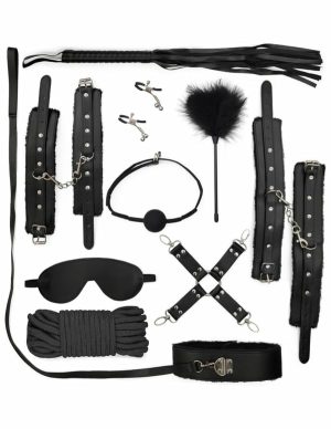 Bound To Love Deluxe 10Pc Bondage Kit  |   Kits Bondage Black/Silver