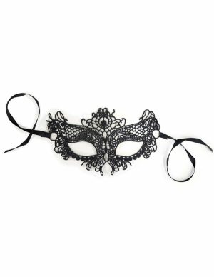 Bound To Love Lilith Black Lace Eye Mask  |   Fetishwear Bondage Black