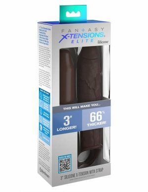 Fantasy X-Tensions Elite 3 Silicone Extension With Strap  |   Men’s Toys Men's Toys Chocolate