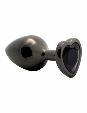 Fem Gem Gunmetal Heart Plug With Black Gem  |   Anal Toys Anal Toys Anal Toys