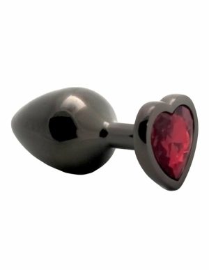 Fem Gem Gunmetal Heart Plug With Red Gem  |   Anal Toys Anal Toys Anal Toys