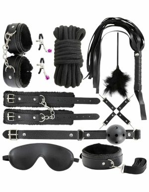 Kink And Consent 10Pc Bondage Set  |   Kits Bondage Black