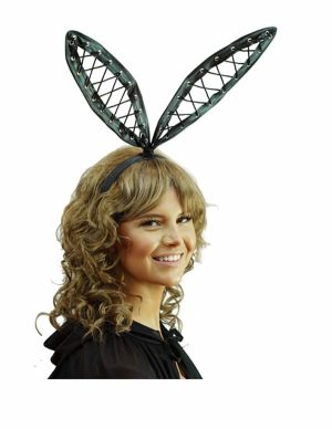 Lace Up Bunny Ears  |   Fetishwear Bondage Black