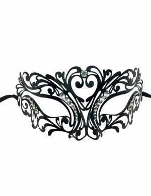 Laser-Cut Metal Mask With Rhinestones  |   Fetishwear Bondage Black