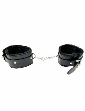 Lovers Pain Faux Fur Ankle Cuffs  |   Restraints Bondage Black