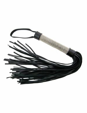 Lovers Pain Rhinestone Flogger  |   Impact Play Bondage Black/Silver