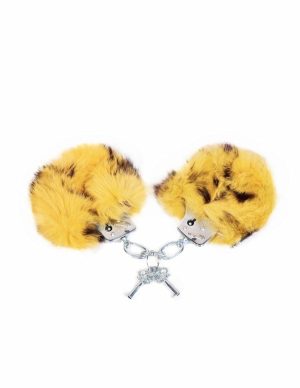 Rabbit Fur Handcuffs Cheetah  |   Restraints Bondage Cheetah