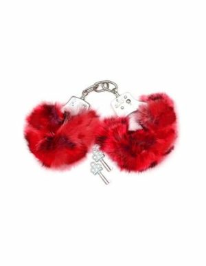 Rabbit Fur Handcuffs Red  |   Restraints Bondage Red