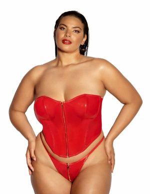 Rider Plus Size Vinyl Bustier With Zipper Closure  |   Fetishwear Bondage Fetishwear