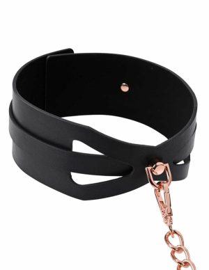 S&M Collar And Leash  |   Fetishwear Bondage Black/Gold