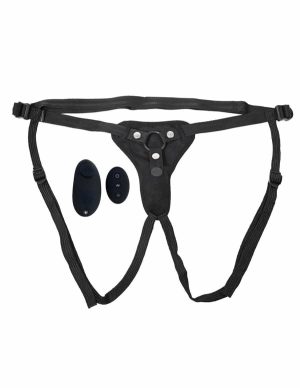 Sportsheets Hidden Pocket Strap-On With Remote Control Vibrator  |   Queer Friendly Queer Friendly Black