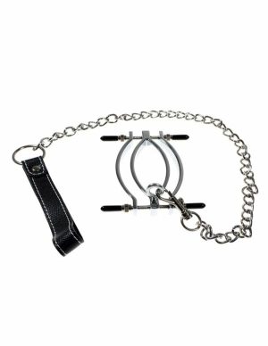 Stainless Steel Labia Stretcher With Leash  |   Restraints Bondage Restraints