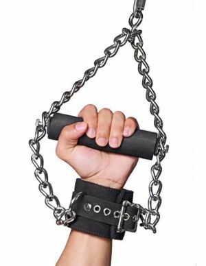 Strict Fur Lined Leather Suspension Cuffs With Grip  |   Restraints Bondage Black