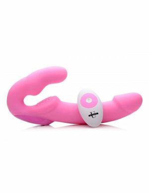 Urge Vibrating Strapless Strap-On With Remote  |   Queer Friendly Queer Friendly Pink