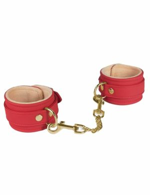 Vegan Ankle Restraints With Plush Lining  |   Restraints Bondage Red