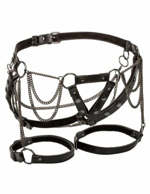 Euphoria – Plus Size Thigh Harness With Chains  |   Fetishwear Bondage Black